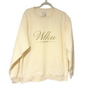 Wlkn Unisex Size XL Off White Elite Crewneck Pullover Sweatshirt NEW